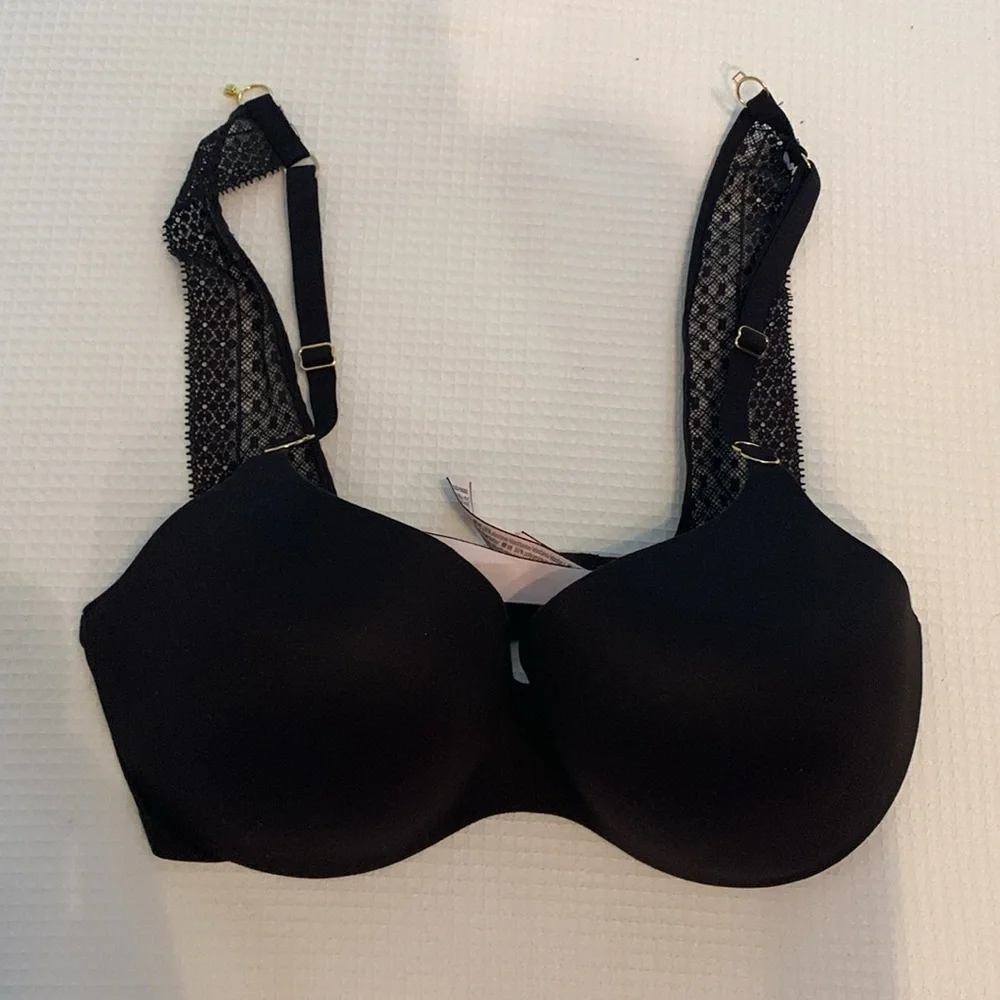 Victoria’s Secret incredible black padded bra worn 2 ways size 32DD - Picture 5 of 7